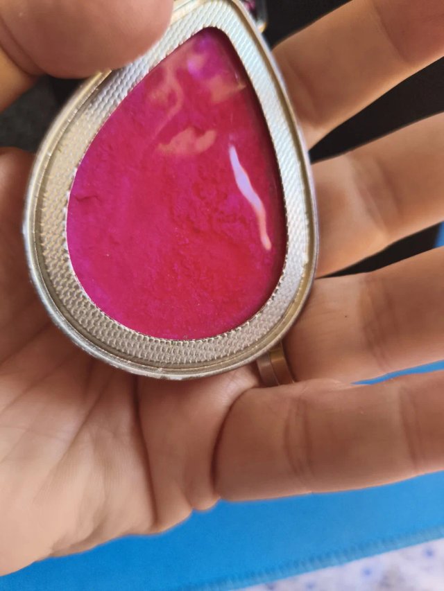 Collar bohemio colgante piedra rosa