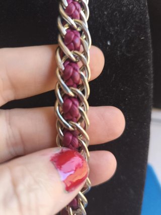 Collar bohemio colgante piedra rosa