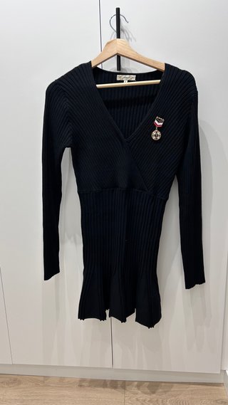 Vestido Negro Manga Larga Talla S