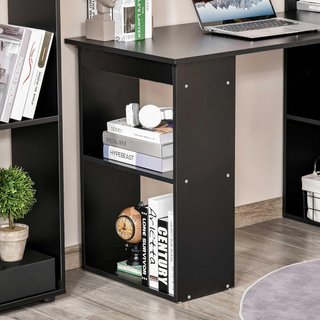 Escritorio de PC de Madera con 6 Estantes Laterales, 120X55X120 Cm, Negro