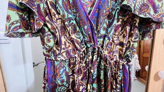 Vestido Maxi Seda Estampado Vintage