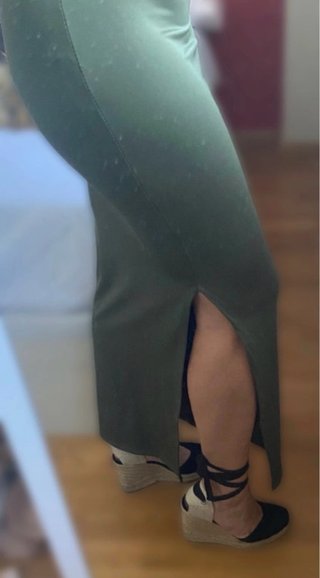 Vestido largo verde oliva
