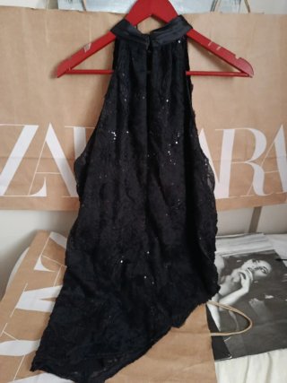Top Asimétrico Lentejuelas Zara Talla L