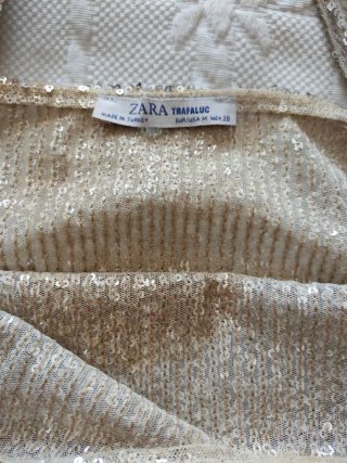 Top Zara lentejuelas beige/plata Talla única