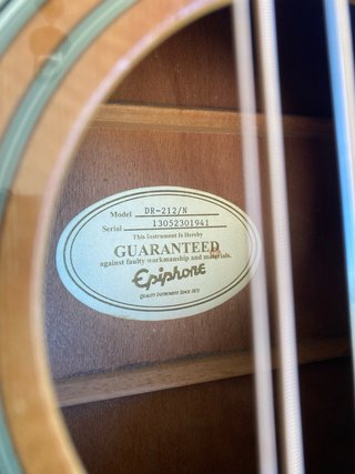 Guitarra Acústica Epiphone 12 Cuerdas DR-212/N