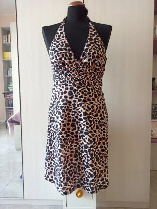 Vestito halterneck cotone fantasia animalier