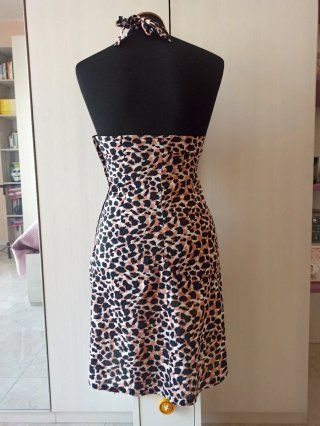 Vestito halterneck cotone fantasia animalier