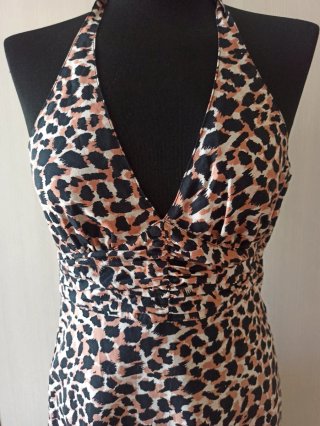 Vestito halterneck cotone fantasia animalier