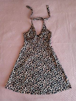 Vestito halterneck cotone fantasia animalier