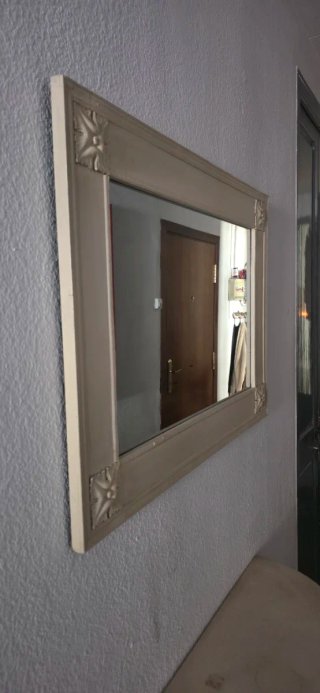 Mueble recibidor de madera + espejo