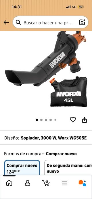 Soplador Worx WG505E 3000 W Potente.