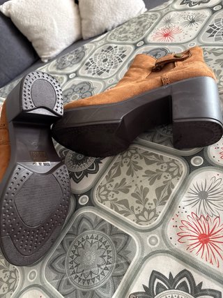 Botines tacón marrón mujer talla 38