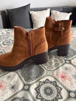 Botines tacón marrón mujer talla 38