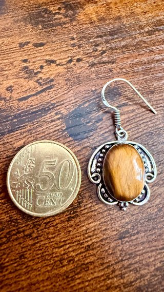 Pendientes Plata Ley Ojo de Tigre Artesanales
