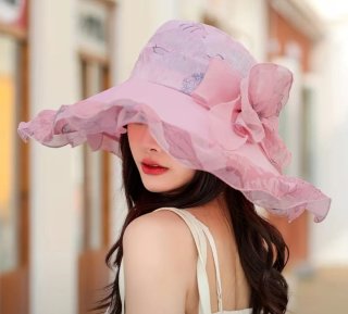 Splendido cappello donna tesa larga floreale