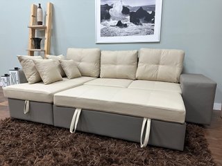 Sofá Cama Beige y Gris
