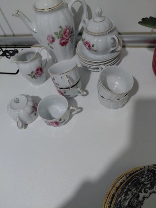Juego de café inglés 6 servicios porcelana