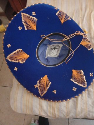 Sombrero Mexicano Azul y Dorado