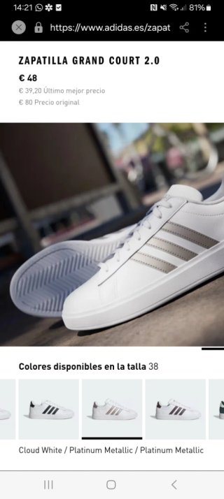 Zapatillas Adidas Grand Court Talla 38