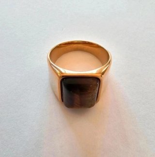 Anillo Hombre Acero y Piedra Natural