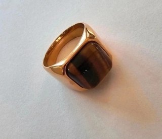 Anillo Hombre Acero y Piedra Natural