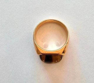 Anillo Hombre Acero y Piedra Natural