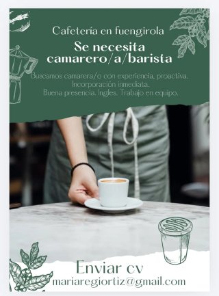 Busco camarera/o barista con experiencia