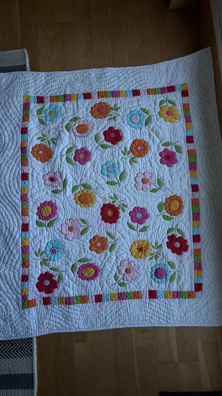 Colcha patchwork flores multicolor “Zara Home”