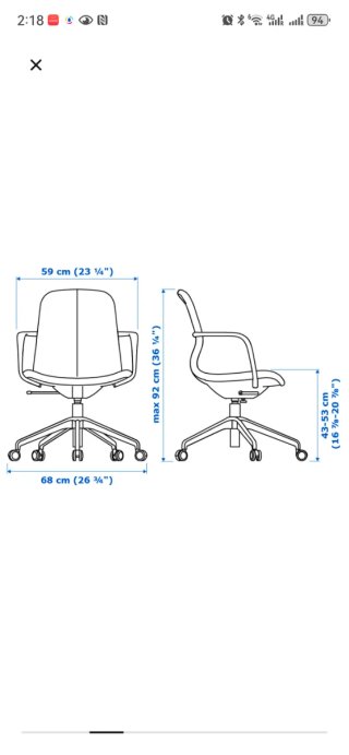 Silla de oficina Ikea gris y blanca