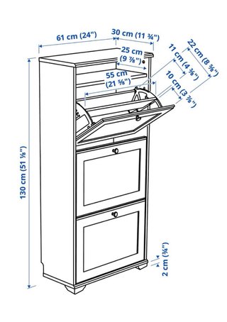 Zapatero Ikea Brusali 3 scomparti Bianco