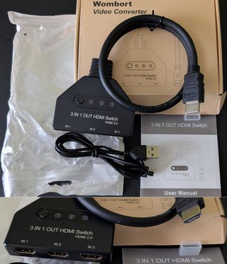 Conmutador, Splitter, Switch HDMI 4K@60Hz, 3 en 1