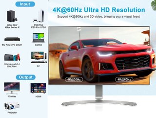 Conmutador, Splitter, Switch HDMI 4K@60Hz, 3 en 1