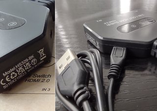 Conmutador, Splitter, Switch HDMI 4K@60Hz, 3 en 1