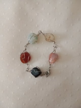 Conjunto Collar, Pulsera y Pendientes Piedras