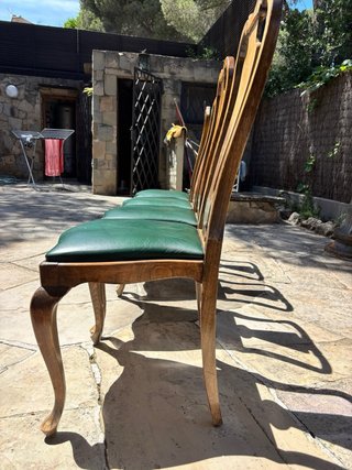 Conjunto 14 Sillas Queen Anne Madera y Piel