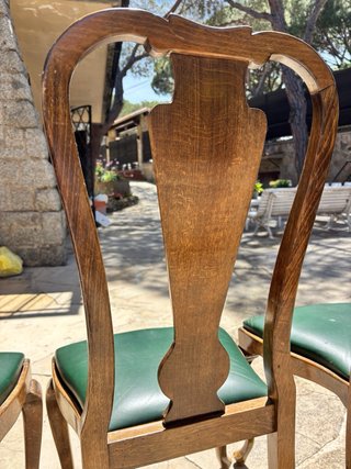 Conjunto 14 Sillas Queen Anne Madera y Piel