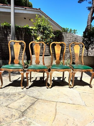 Conjunto 14 Sillas Queen Anne Madera y Piel