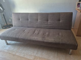 Sofá Cama Beige/Marrón Tela