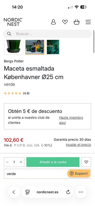 Maceta de arcilla italiana hecha a mano, 25 cm