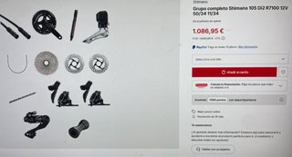 Grupo Shimano 105 Di2 Electrónico.Nuevo a estrenar