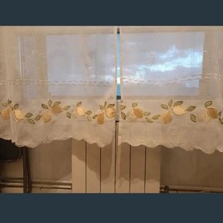 Juego Cortinas Visillo Cocina Bordado Limones 2,01
