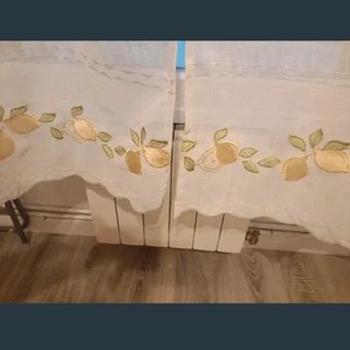 Juego Cortinas Visillo Cocina Bordado Limones 2,01