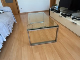 Mesa de centro cristal y acero inoxidable