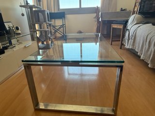 Mesa de centro cristal y acero inoxidable
