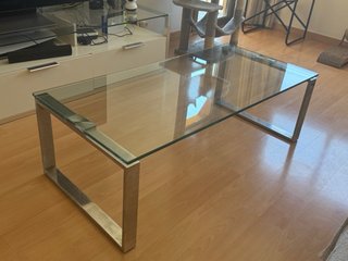 Mesa de centro cristal y acero inoxidable