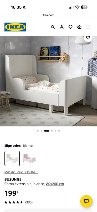 Cama infantil blanca con colchón