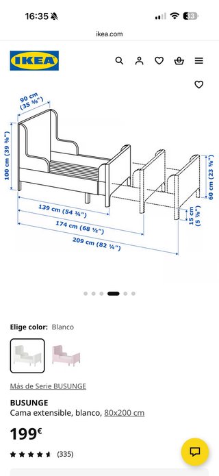 Cama infantil blanca con colchón