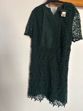 Vestido verde corto encaje talla L