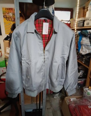 Giacca Harrington Grigia con Fodera Tartan