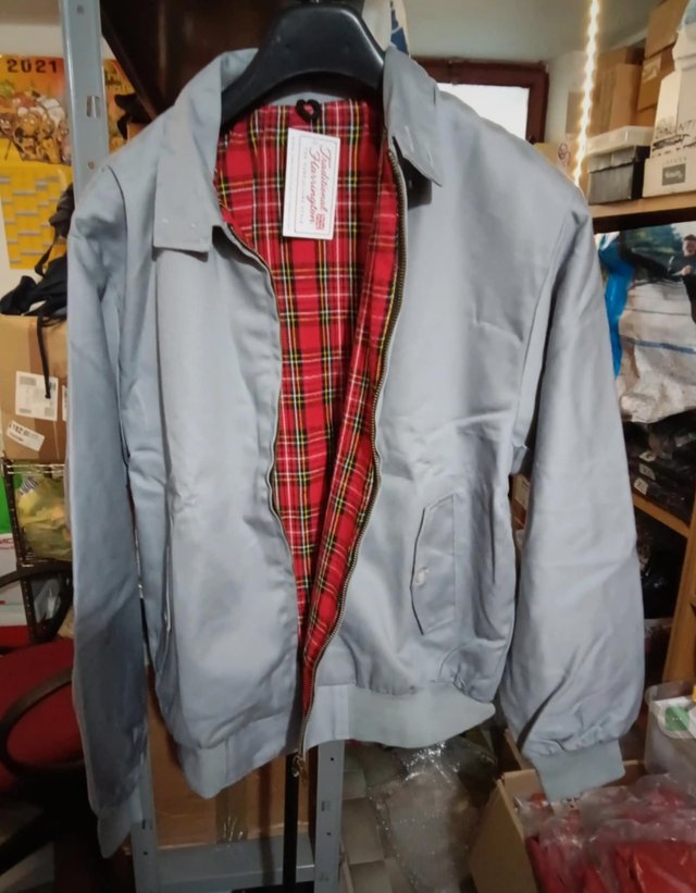 Giacca Harrington Grigia con Fodera Tartan